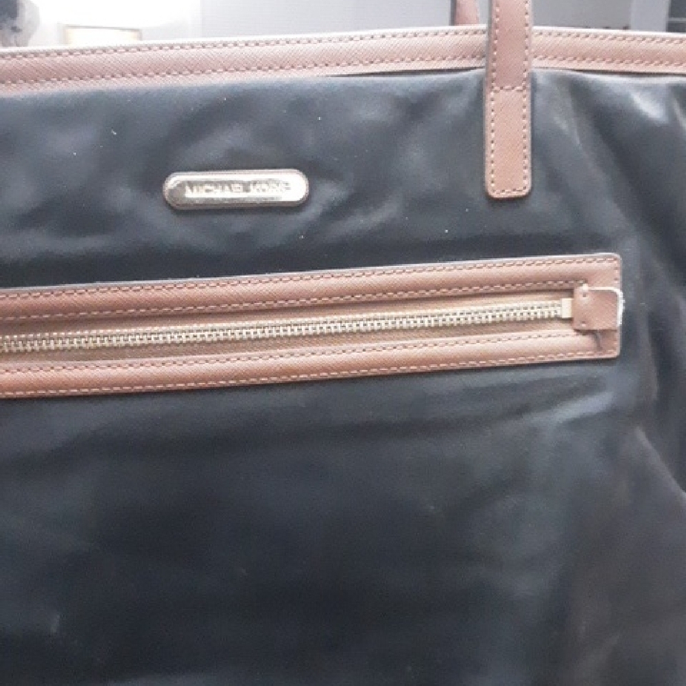 Michael Kors Black and Brown Briefcase with Leather Finish